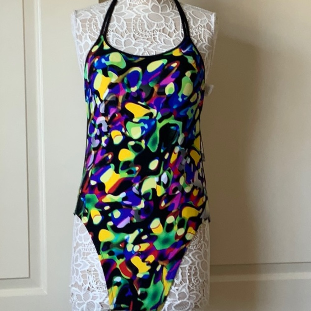 Nike Swimsuit Multi Color Lined Size 12